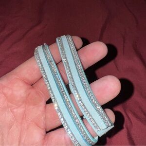 3 wrap bracelets blue pink light brown NWOT